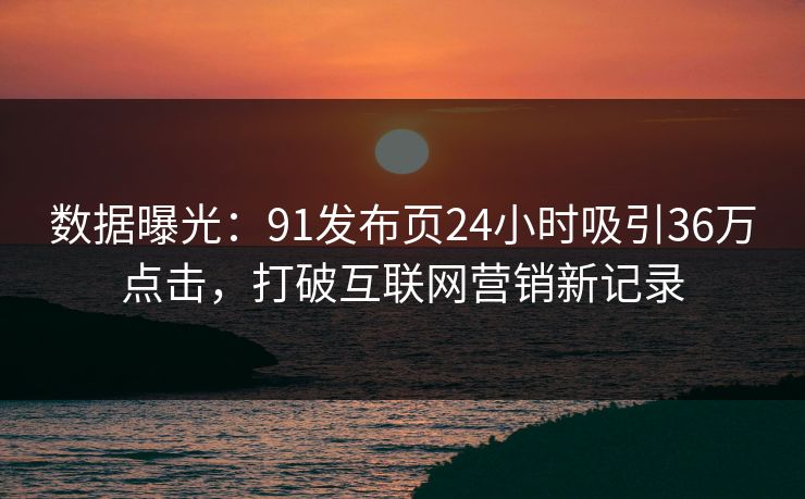 数据曝光：91发布页24小时吸引36万点击，打破互联网营销新记录