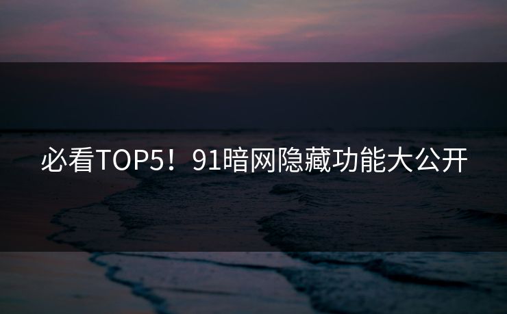 必看TOP5！91暗网隐藏功能大公开